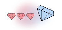 four diamonds in a pink and blue circle