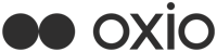 a black logo with the word oxio on it